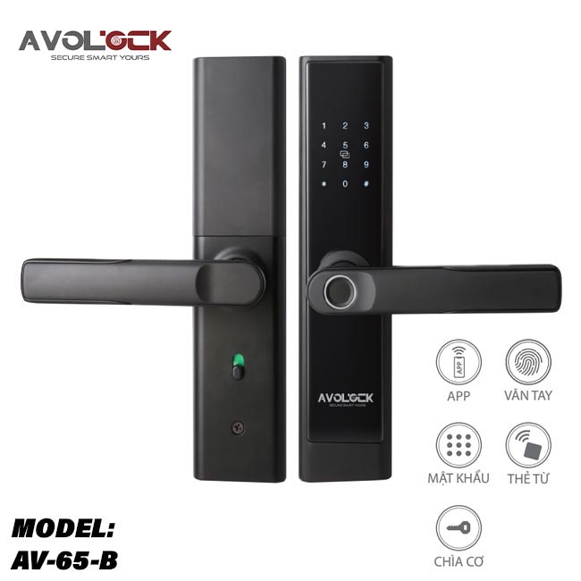 Khóa vân tay Avolock AV 65 Black App wifi