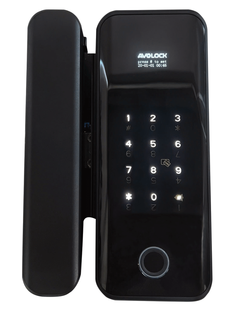 Khóa cửa kính Avolock AK 27 Black kết nối app, remote