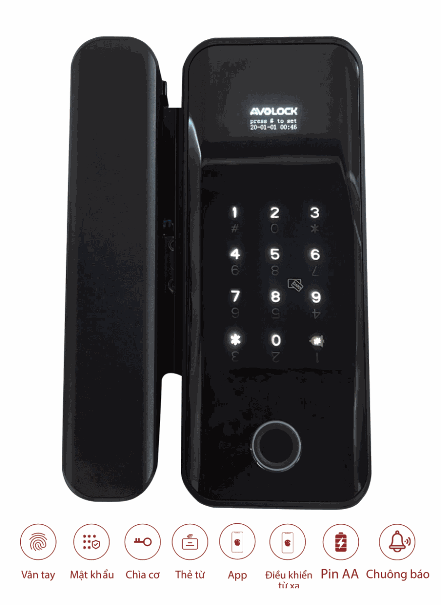 Khóa cửa kính Hubert HB CK79F Black chính hãng Khóa cửa kính Hubert HB CK79F Black chính hãng