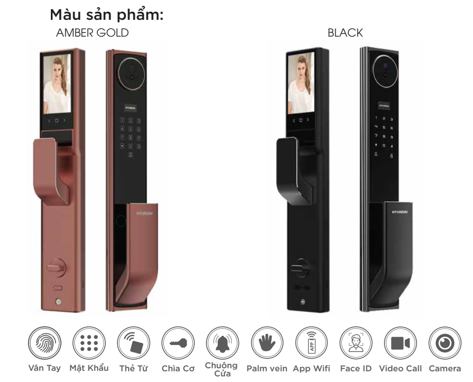 Chi tiết thiết kế Khóa Face ID Hyundai HY-SLA911F Chi tiết thiết kế Khóa Face ID Hyundai HY-SLA911F