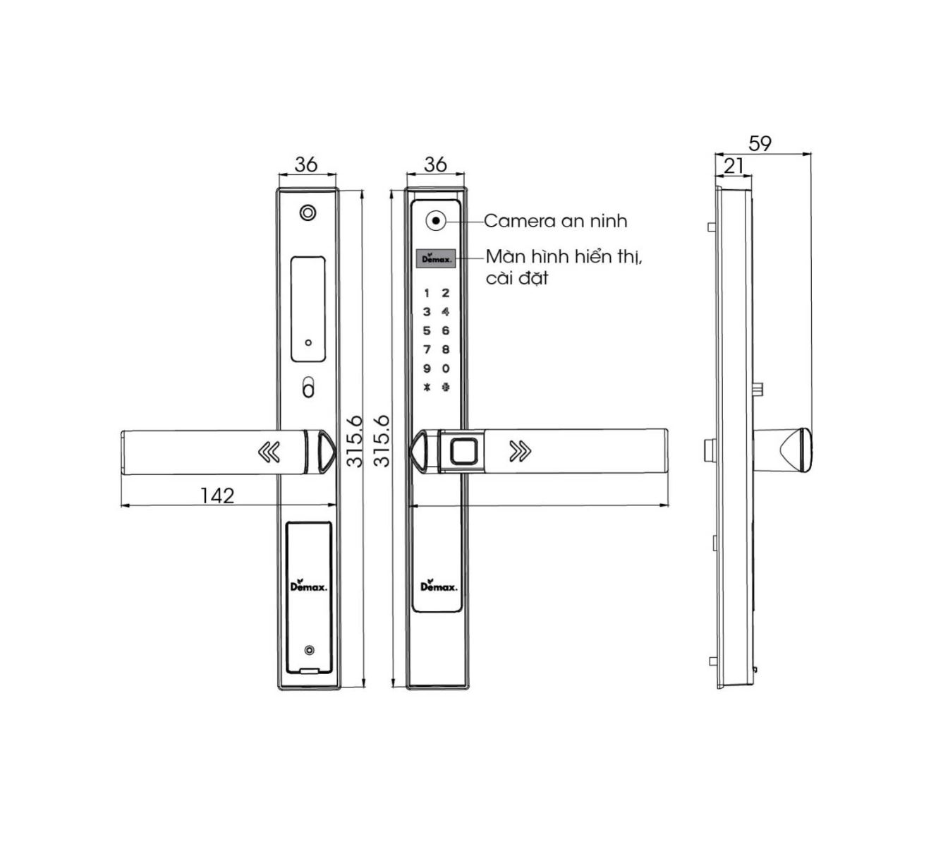 Khóa cửa nhôm Demax EL689 GS Camera chính hãng Khóa cửa nhôm Demax EL689 GS Camera chính hãng