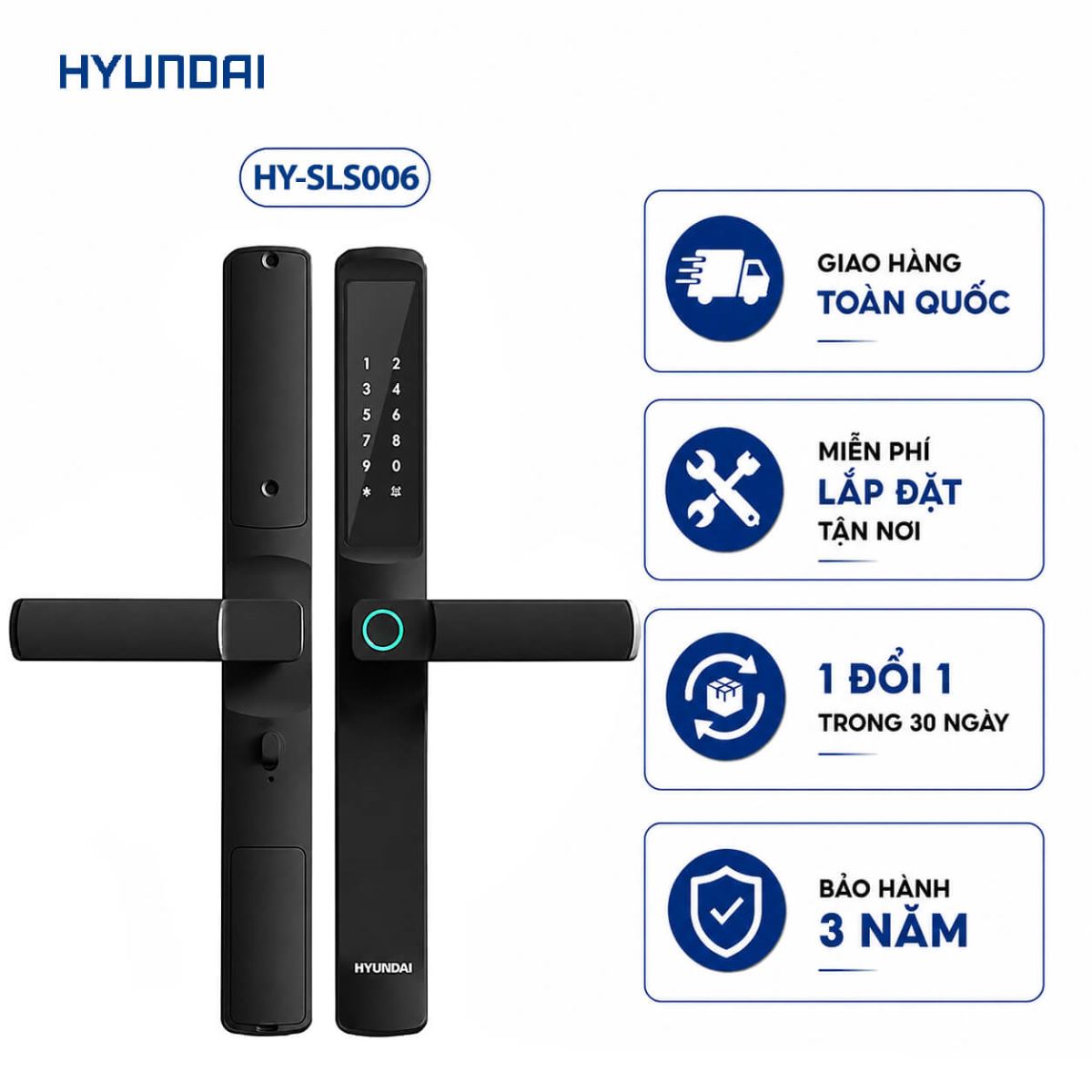 Khóa cửa nhôm Hyundai HY-SLS006 Black App wifi