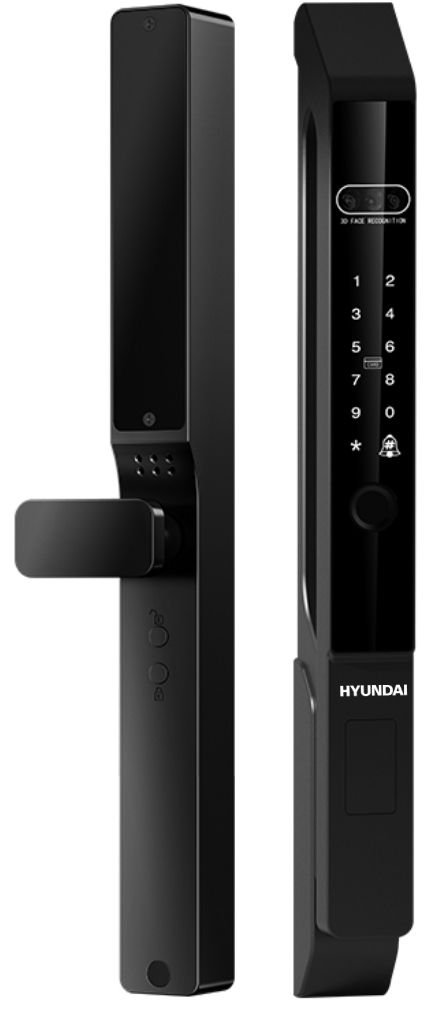Khóa cửa nhôm Hyundai HY-SLS008F Black Face ID, App wifi