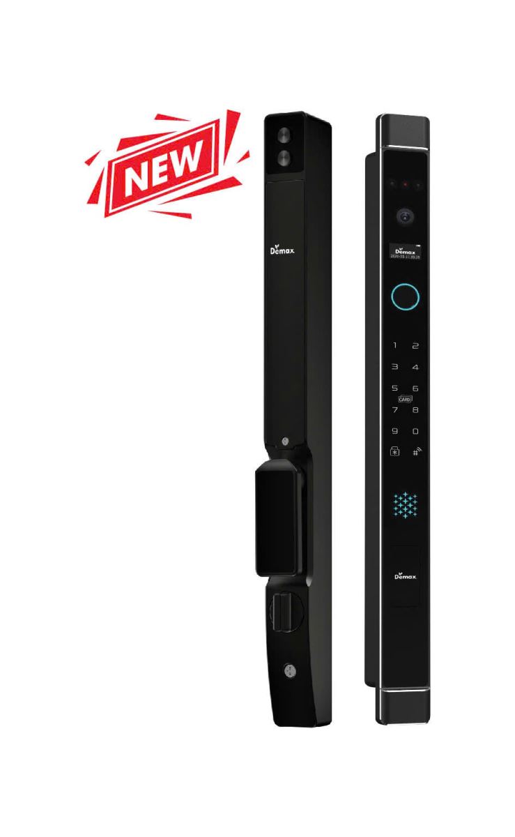 Khóa cửa nhôm Demax EL906 BL CNC Face ID, App wifi, camera