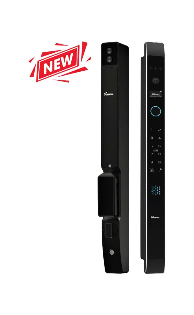 Khóa cửa nhôm Demax EL908 BL Remote Face ID, App wifi, camera