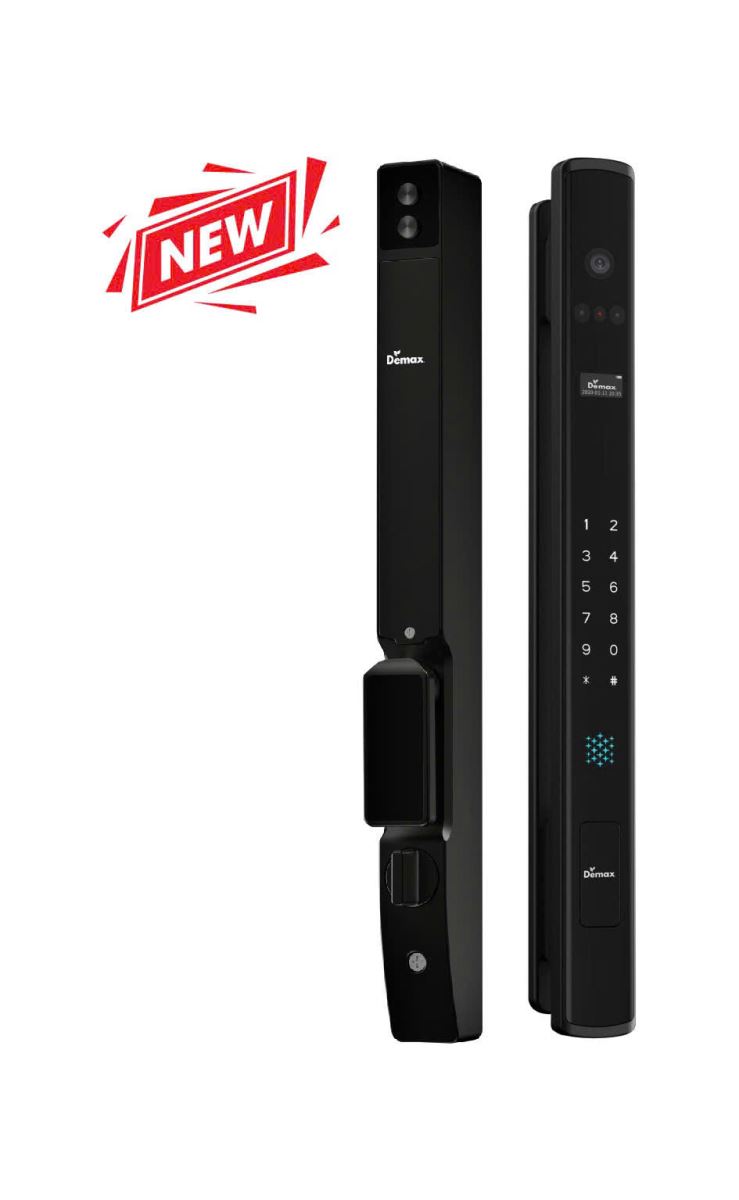 Khóa cửa nhôm Demax EL909 BL CNC Face ID, App wifi, camera