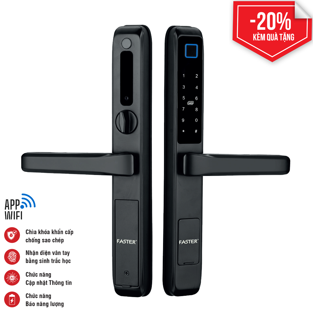 Khóa cửa nhôm Faster FS6800 BL kết nối app