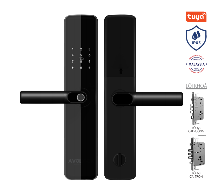 Khóa vân tay Avolock AV 66 Black App wifi