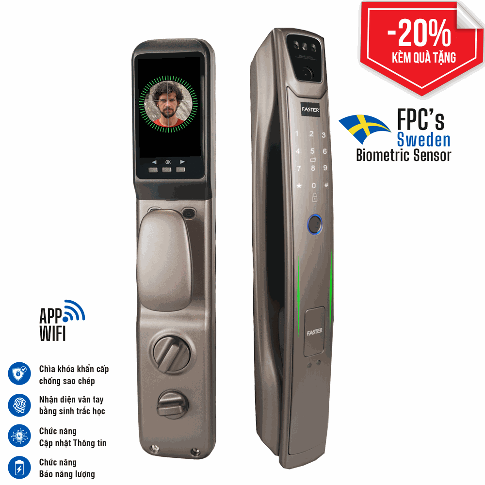 Khóa Face ID Faster FS007FD3D-BS kết nối app
