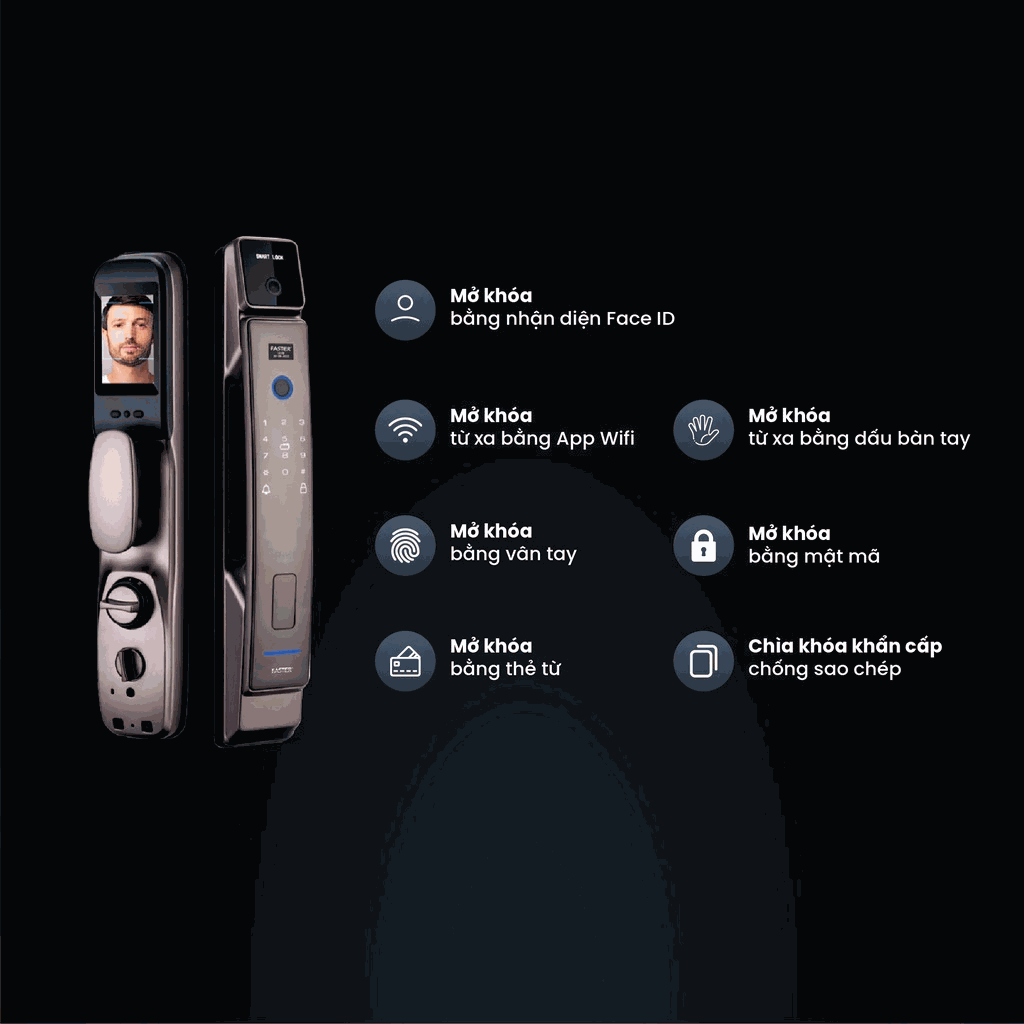 Khóa Face ID Faster FS008FD3D-BS chính hãng Khóa Face ID Faster FS008FD3D-BS chính hãng