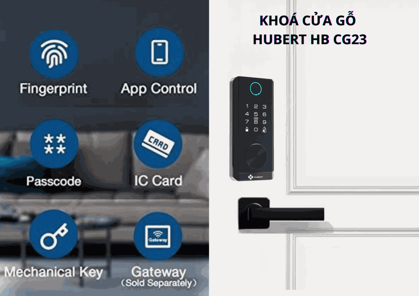 Khóa vân tay Hubert HB CG23 chính hãng Khóa vân tay Hubert HB CG23 chính hãng