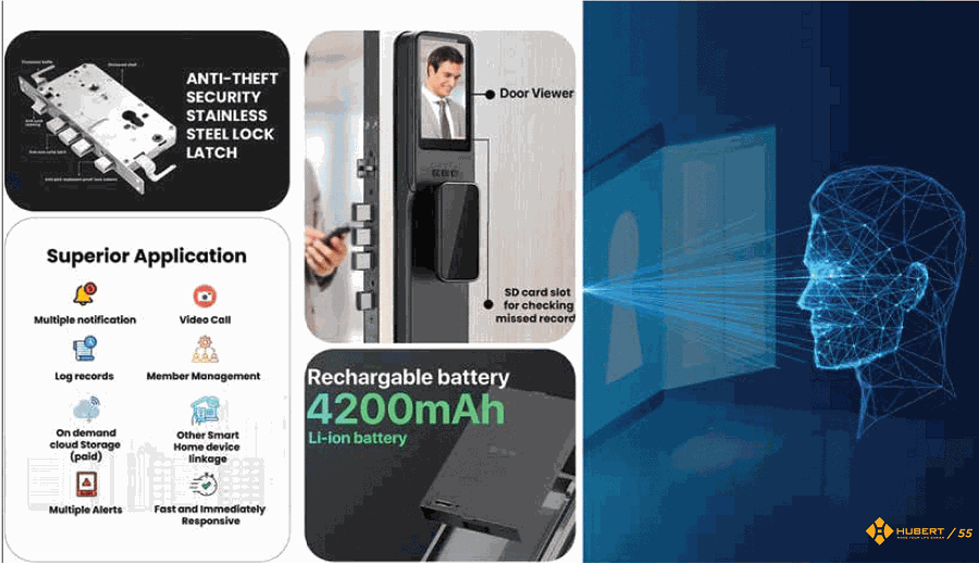 Khóa Face ID Hubert HB CG81VF chính hãng Khóa Face ID Hubert HB CG81VF chính hãng