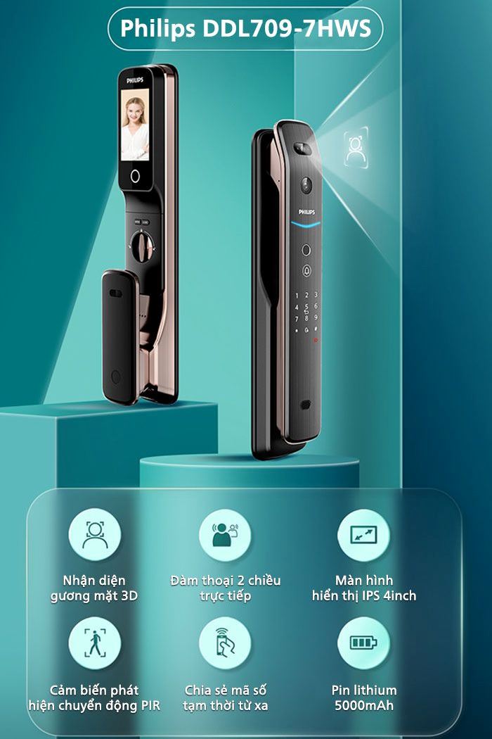 Khóa Face ID Philips DDL709-7HWS chính hãng Khóa Face ID Philips DDL709-7HWS chính hãng