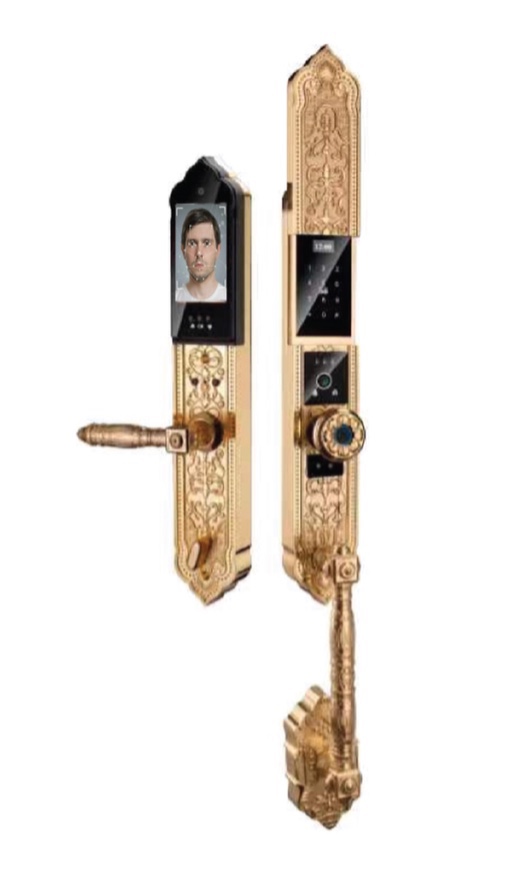 Khóa tân cổ điển Demax EL938 Gold Face ID, App wifi