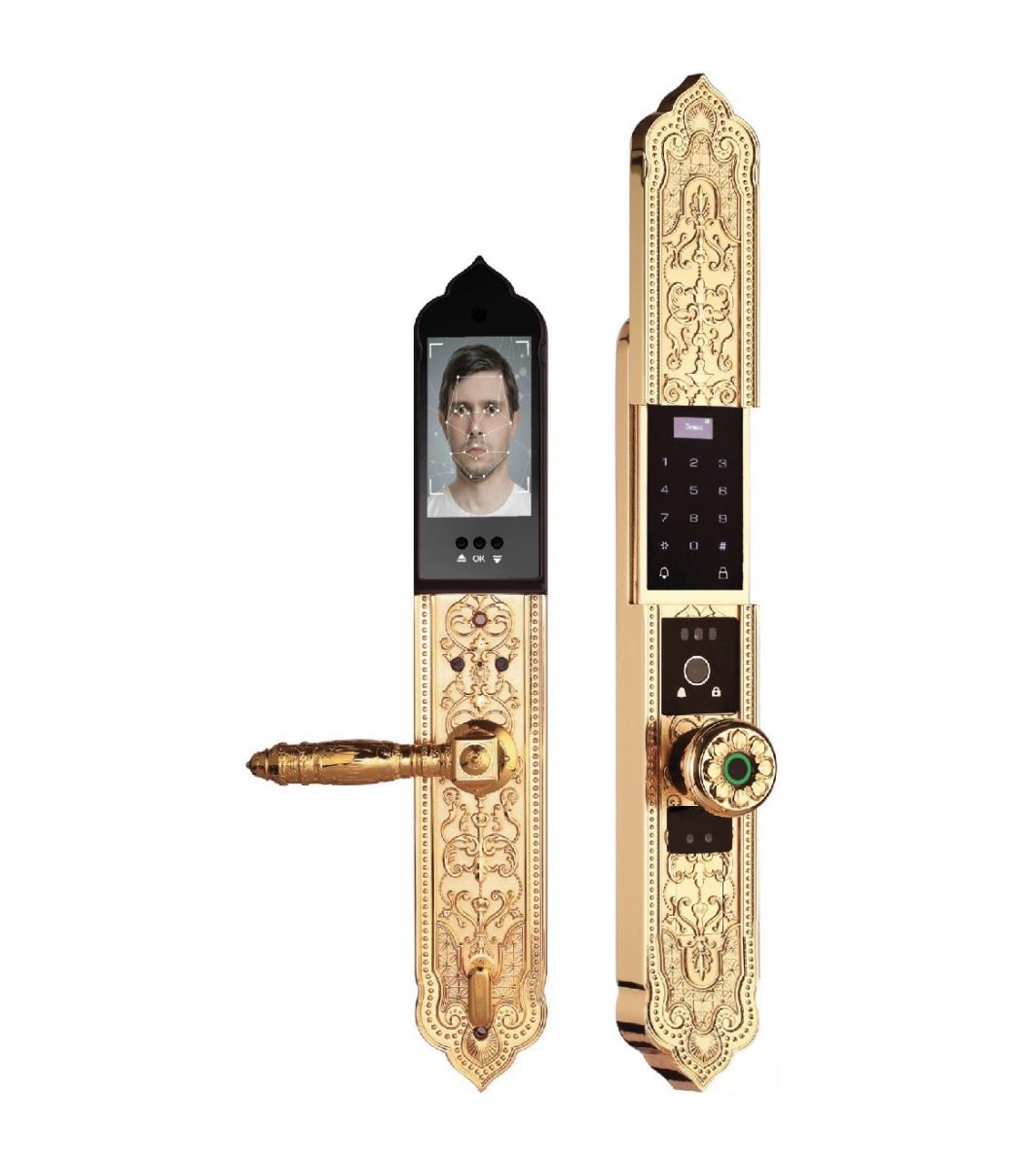 Khóa tân cổ điển Demax EL9382 Gold Face ID, App wifi