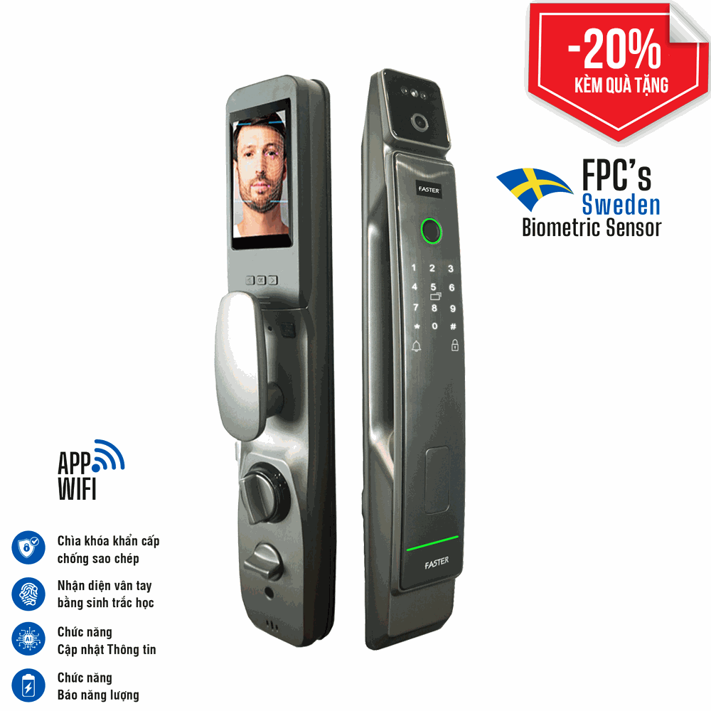 Khóa Face ID Faster FS008FD3D-SV kết nối app