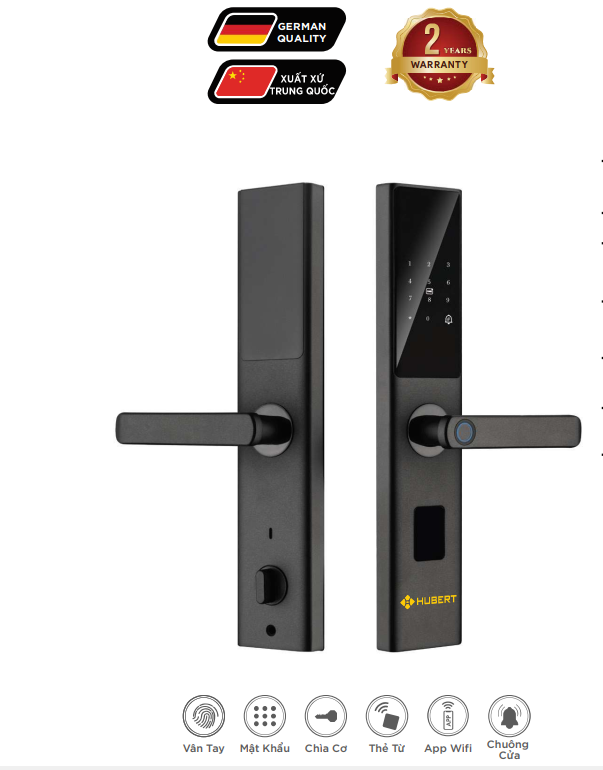 Chi tiết thiết kế Khóa vân tay Hubert HB CG22 Black Chi tiết thiết kế Khóa vân tay Hubert HB CG22 Black