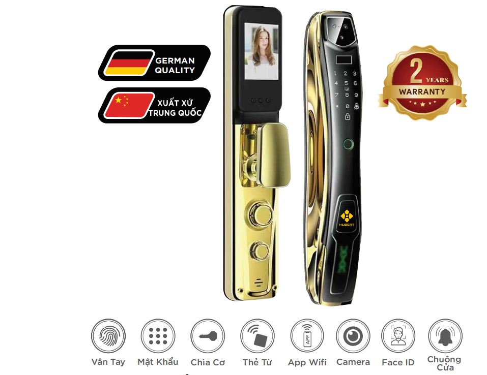 Khóa vân tay Hubert HB CG27 Face ID, kết nối app