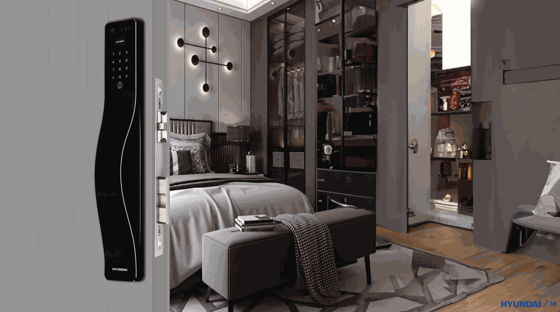 Khóa Face ID Hyundai HY-SLA807F Black chính hãng Khóa Face ID Hyundai HY-SLA807F Black chính hãng