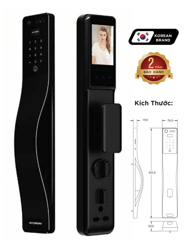 Chi tiết thiết kế Khóa Face ID Hyundai HY-SLA807F Black Chi tiết thiết kế Khóa Face ID Hyundai HY-SLA807F Black