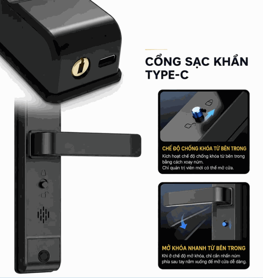 Khóa cửa nhôm Hubert HB CN21 Black Wifi chính hãng Khóa cửa nhôm Hubert HB CN21 Black Wifi chính hãng