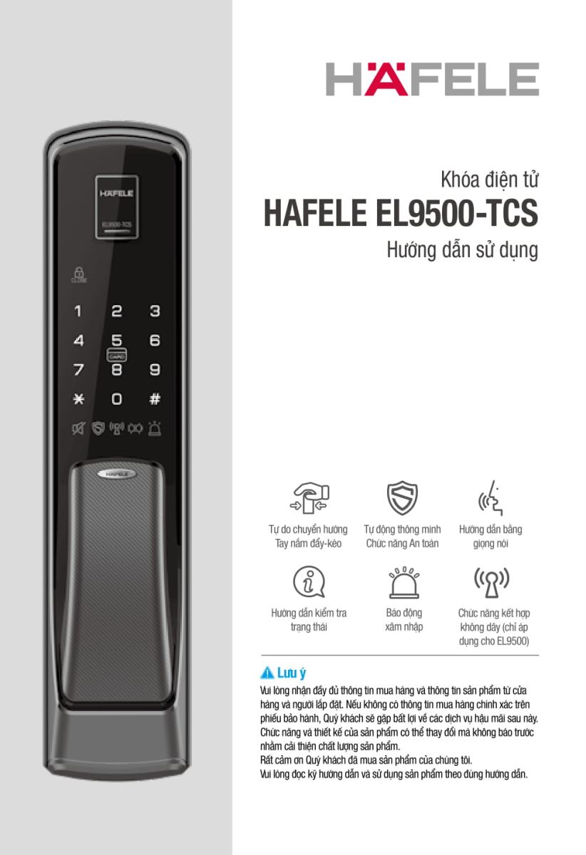 Khóa vân tay Hafele EL9500-TCS chính hãng Khóa vân tay Hafele EL9500-TCS chính hãng