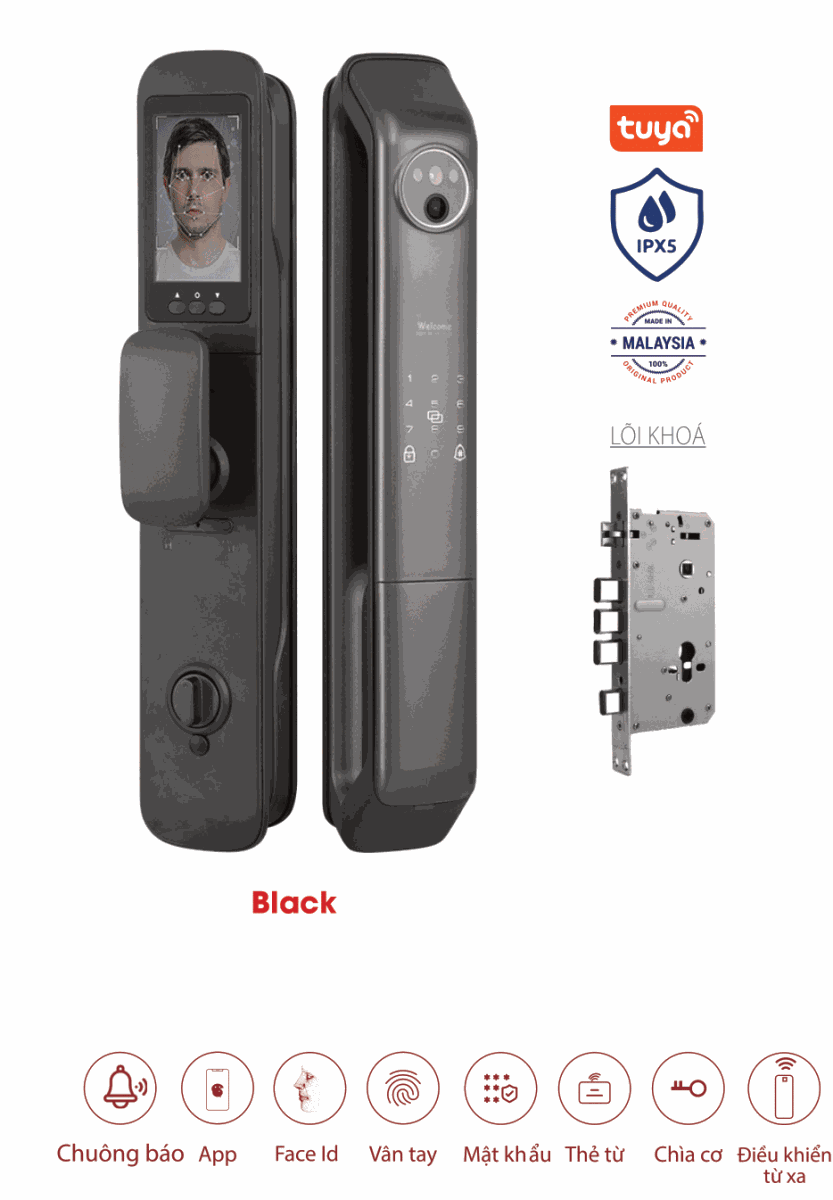 Khóa Face ID Avolock AL-80FRVT-B App wifi