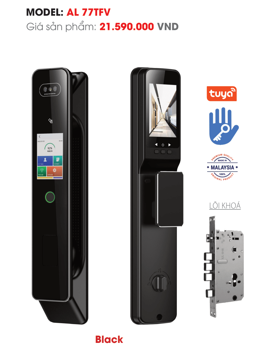 Khóa Face ID Avolock AL-77TFV Black App wifi