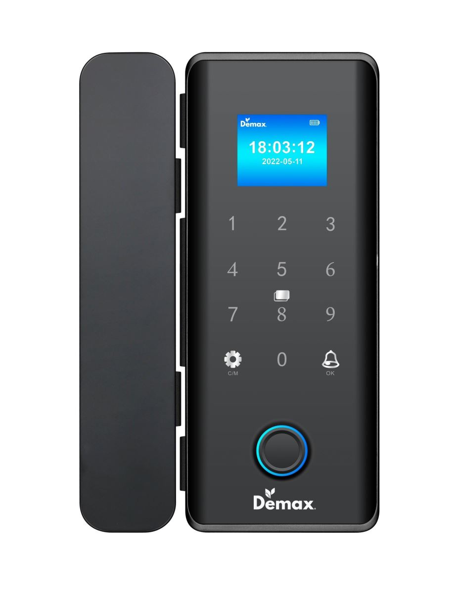 Khóa cửa kính Demax SL800 G Black Remote App wifi