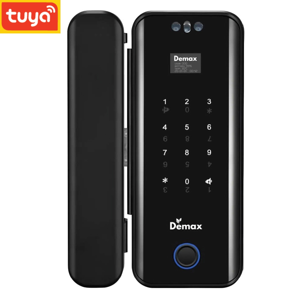 Khóa cửa kính Demax EL900G BL Remote Face ID, App wifi
