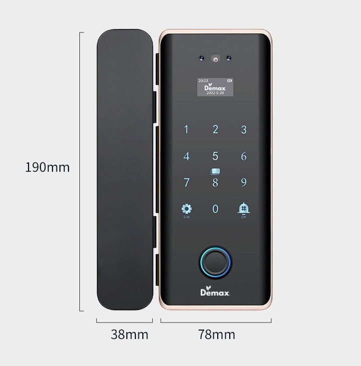 Khóa cửa kính Demax SL900 G Remote Face ID, App wifi