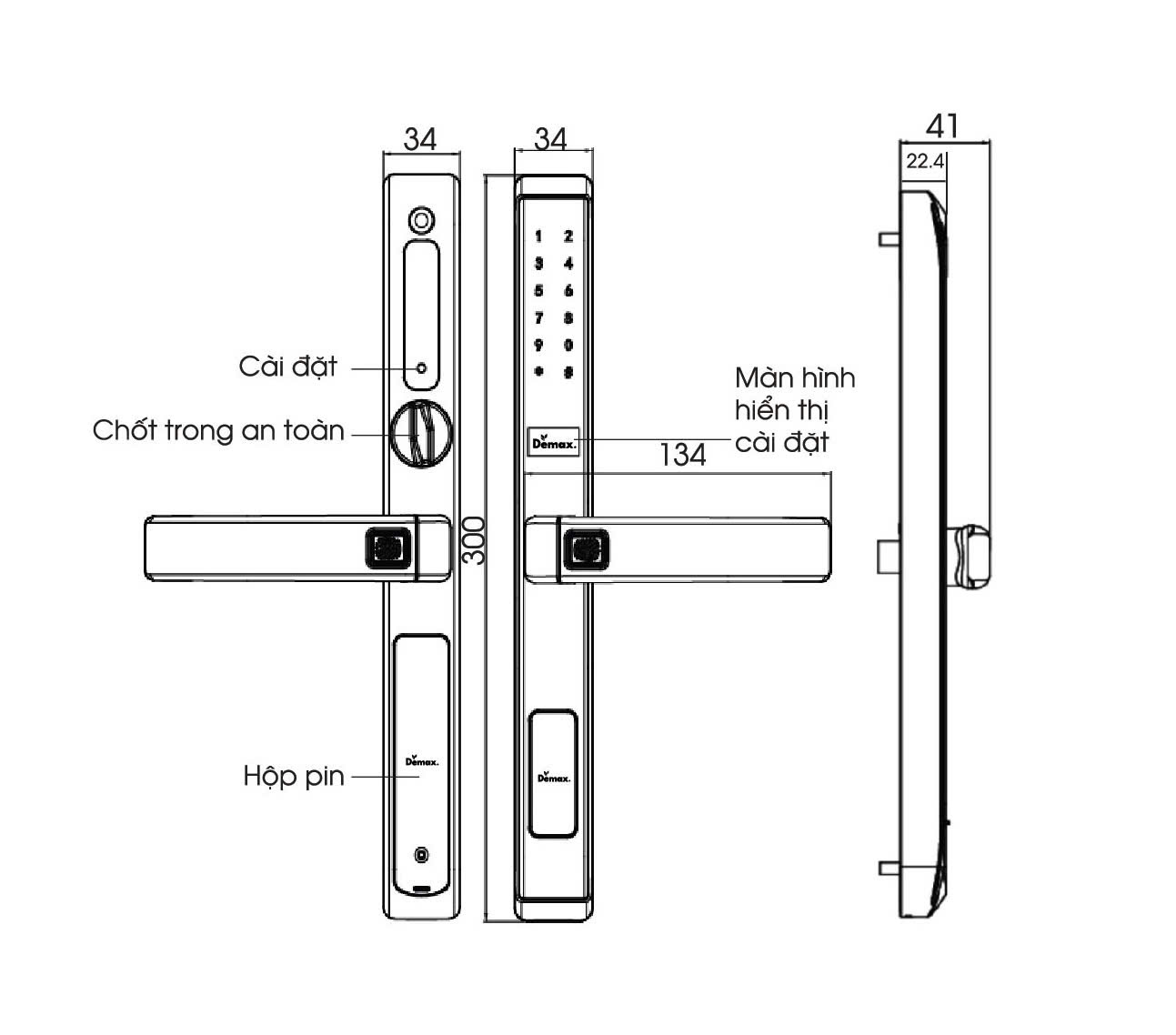 Khóa cửa nhôm Demax EL688 WH chính hãng Khóa cửa nhôm Demax EL688 WH chính hãng