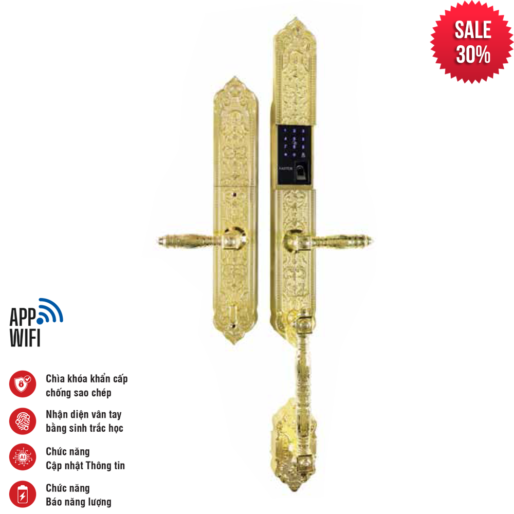 Khóa tân cổ điển Faster FS00924K BRASS Face ID, kết nối app